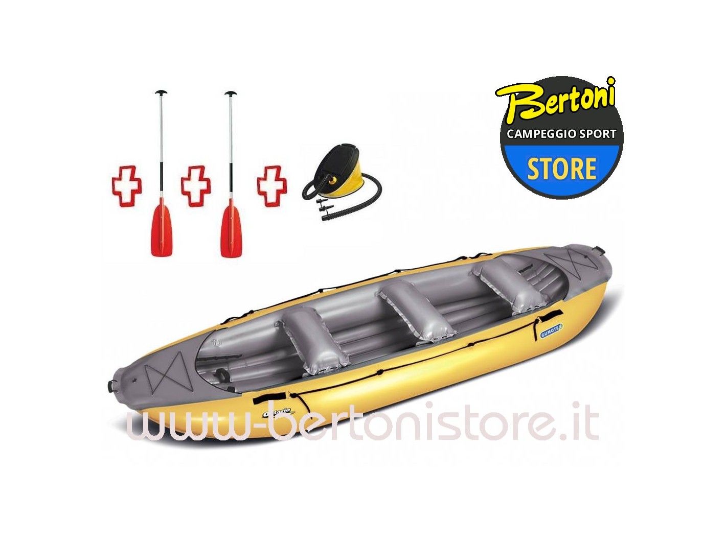 Gommone Gonfiabile Rafting Ontario 420 Arancio (3C/11C)  044005-O + 1 Pompa + 2 Remi GUMOTEX