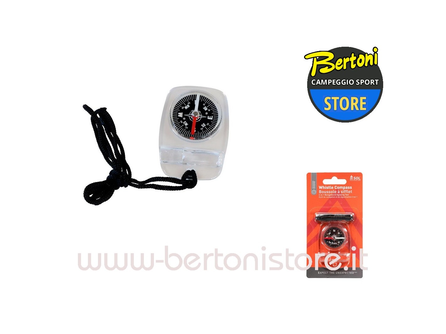 Bussola in Plastica con Fischietto Whistle Compass SOLB0022 SOL