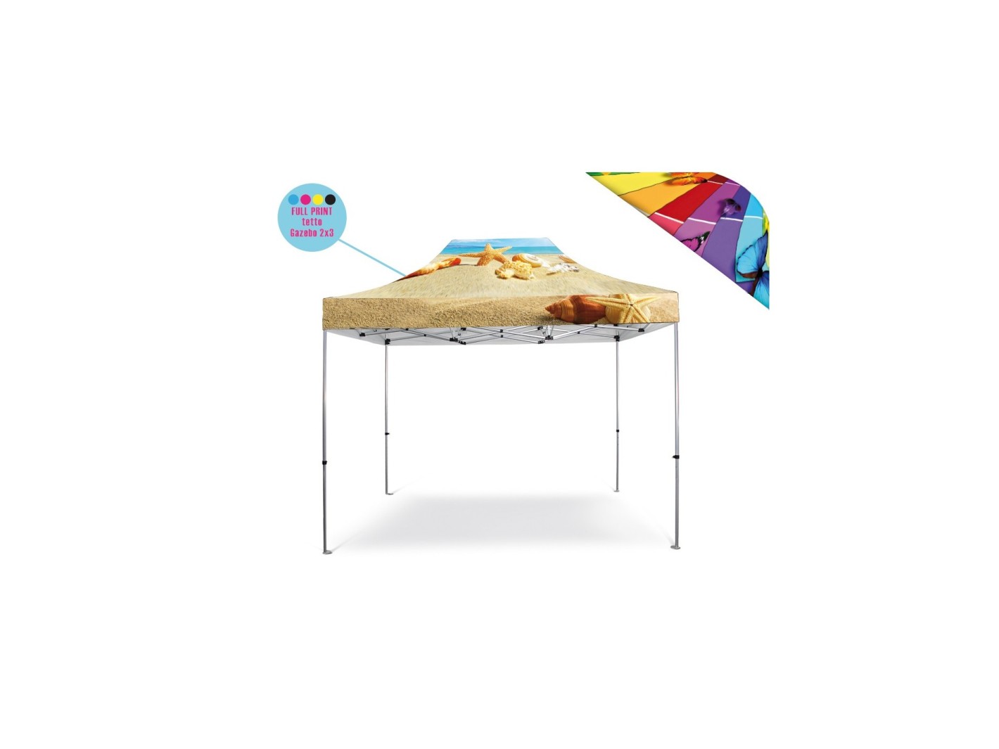 Personalizzazione Gazebo FULL PRINT Tetto 2x3 mt. con Cuciture Termonastrate