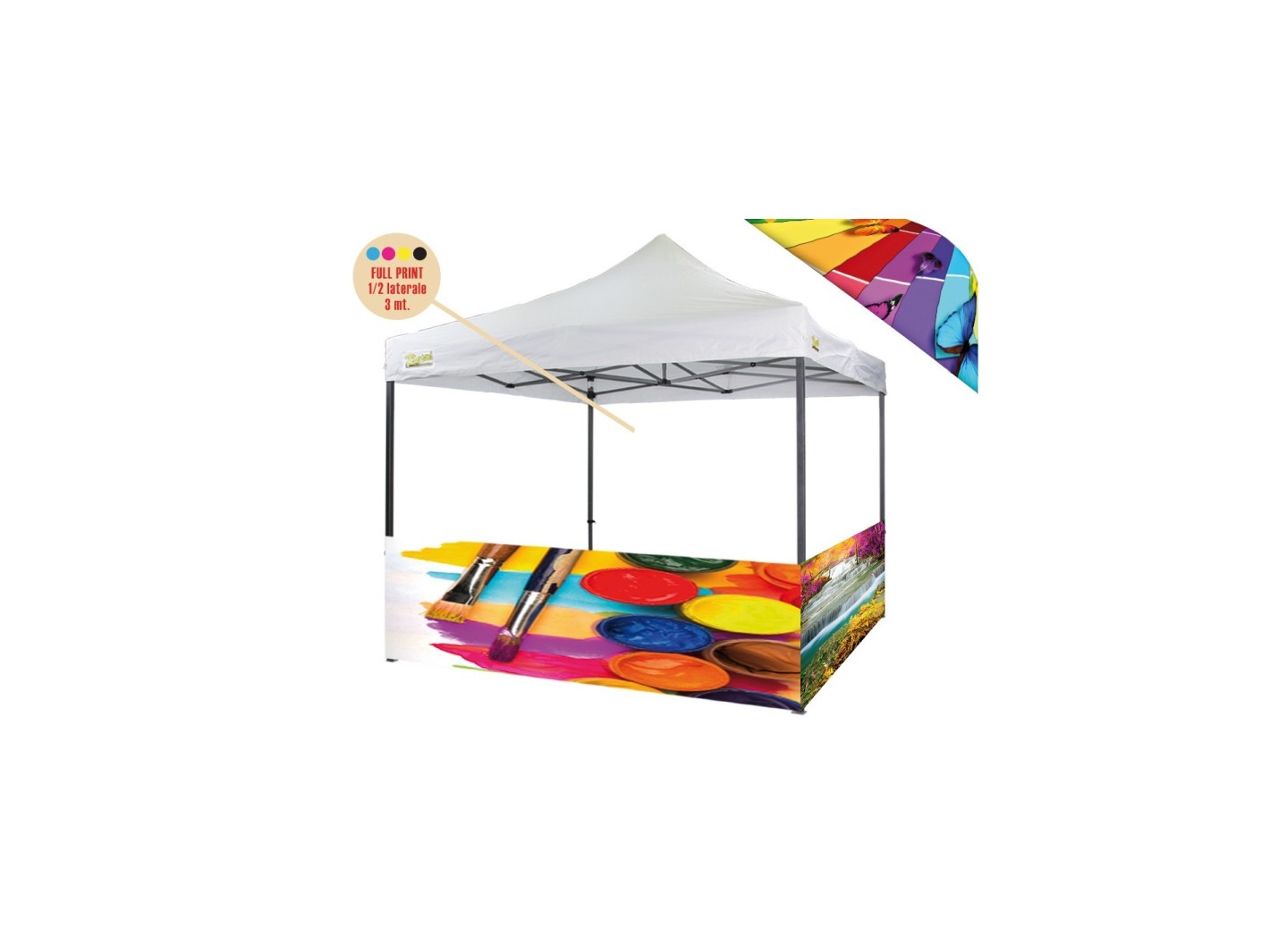 Personalizzazione Gazebo FULL PRINT ½ parete laterale 4,5 mt.