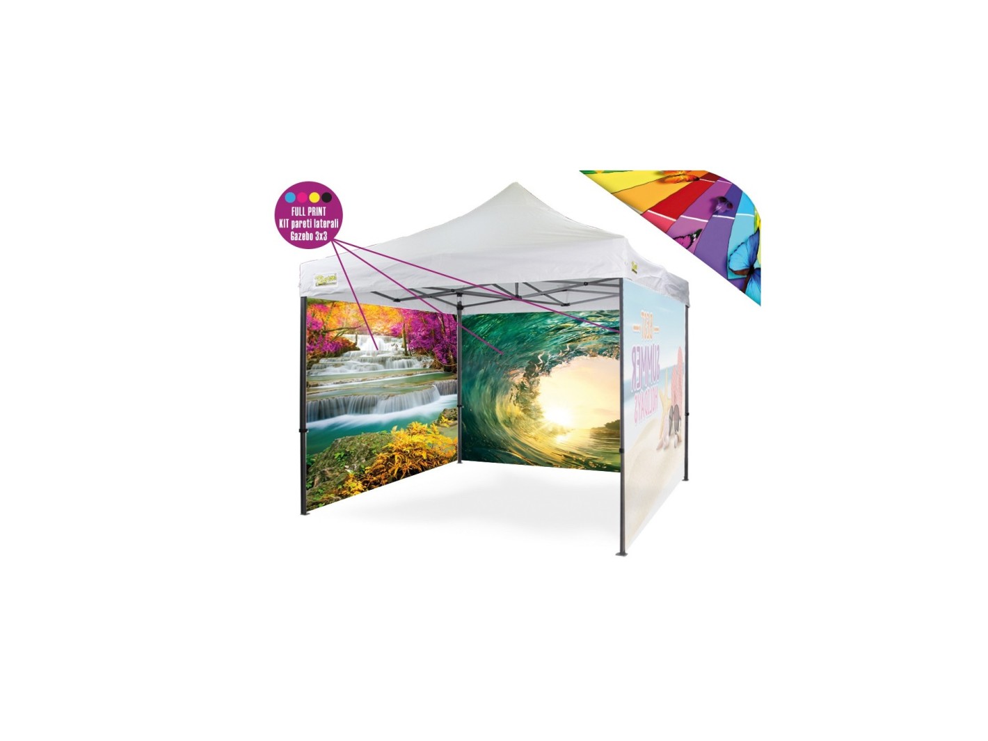 Personalizzazione Gazebo FULL PRINT Kit 3 pareti laterali 3x3 mt.