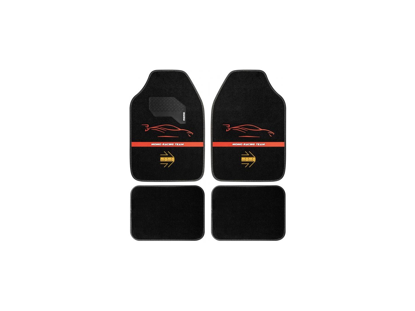 Set 4 tappeti in moquette Racing nero/rosso